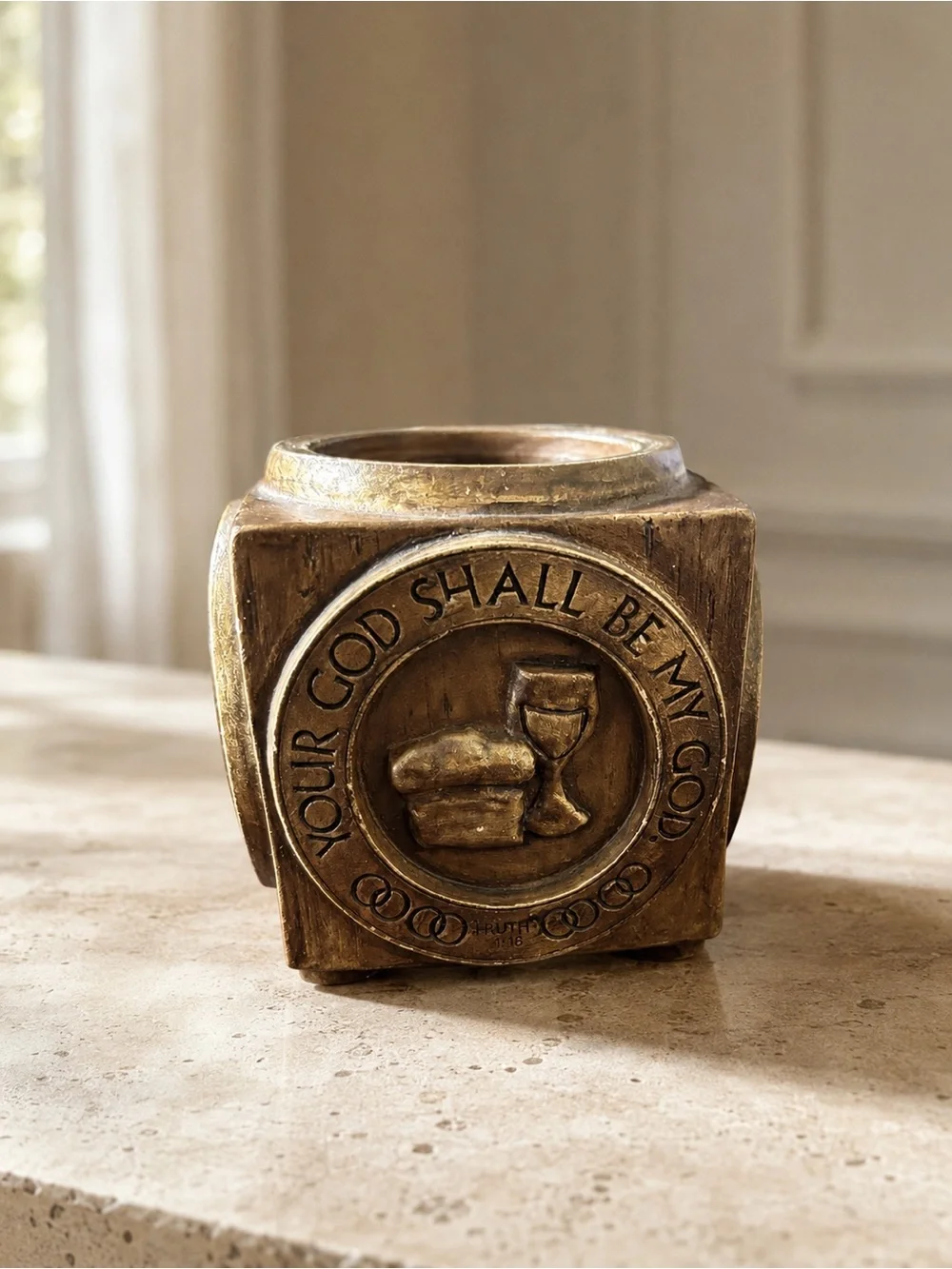 Vintage 1977 Abbey Press Ruth 1:16 Resin Votive Candle Holder